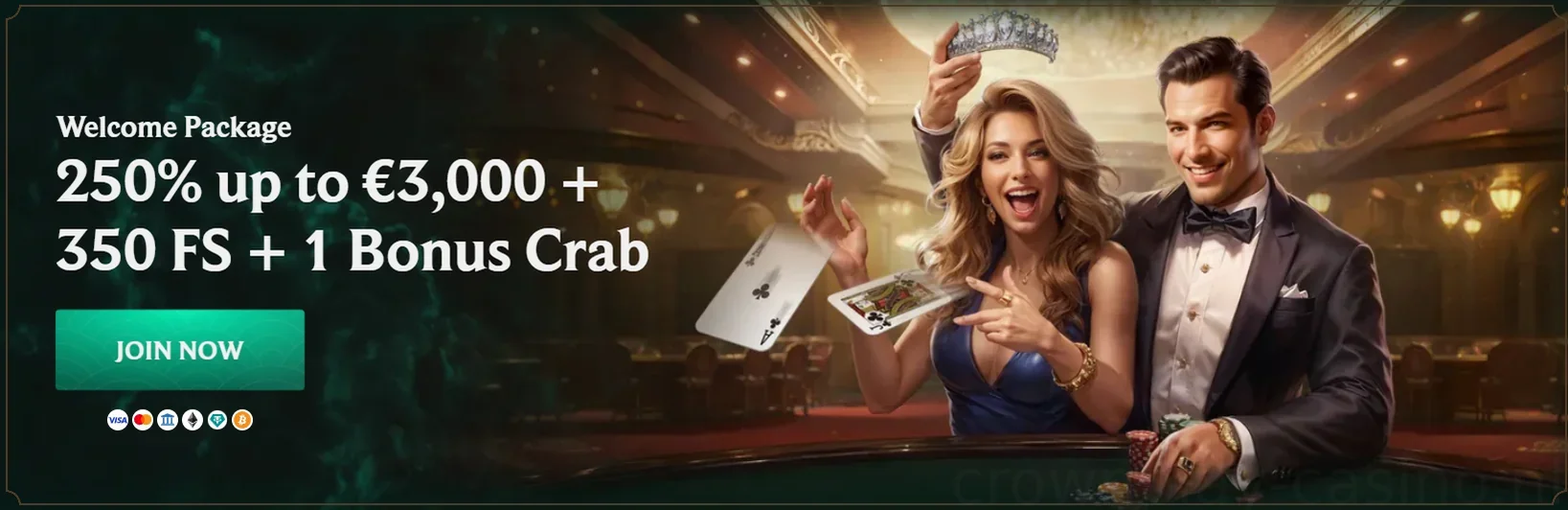 Crownplay Casino 250% tot €3.000 + 350 FS